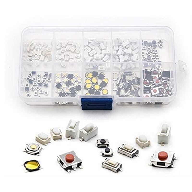 250Pcs 10-Types Tactile Push Button Switch Remote Control Keys Button Contact Microswitch
