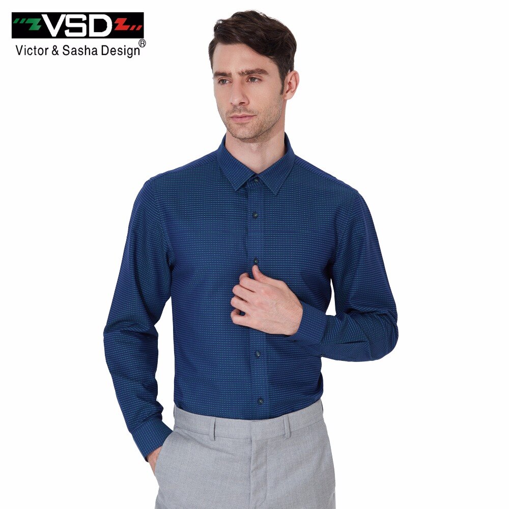 Vsd casual skjorter lange ærmer premium dot bomuld mærke shirting materiale herreskjorte euro størrelse  vs2045