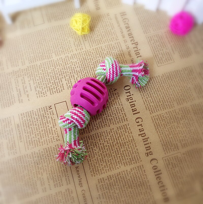 Forma de azúcar juguetes para perros cachorro Algodón Doble masticar juguete de perro nudo perros de compañía dientes limpios duradero hueso trenzado cuerda de juguetes para perro mascota suministros: rose red