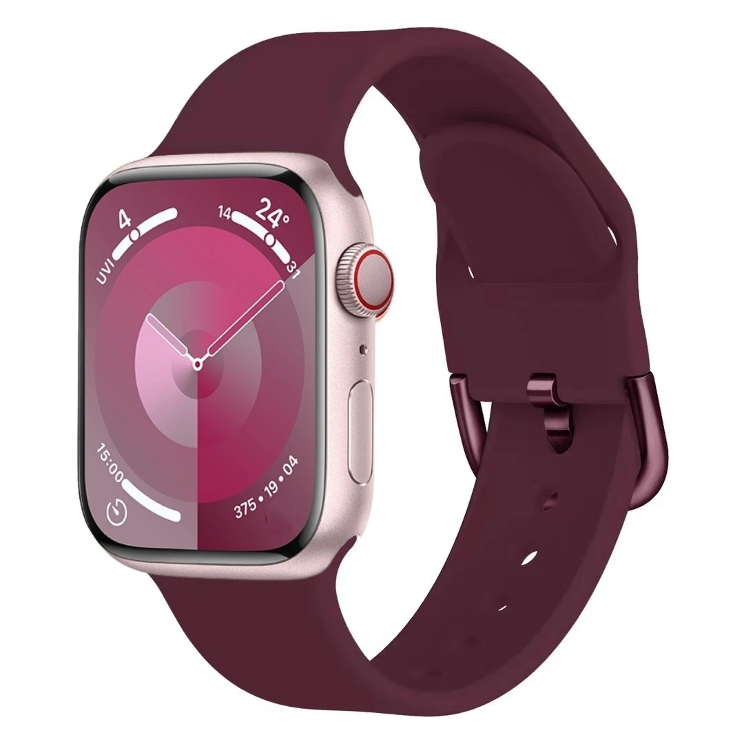 Bracelet en Silicone pour Apple Watch Ultra 2 49mm 10 9 8 7 46mm 45mm 41mm, boucle de couleur pour IWatch 6 5 4 3 SE 44mm 42mm 40mm: MAUVE FUMEUX / 12mm