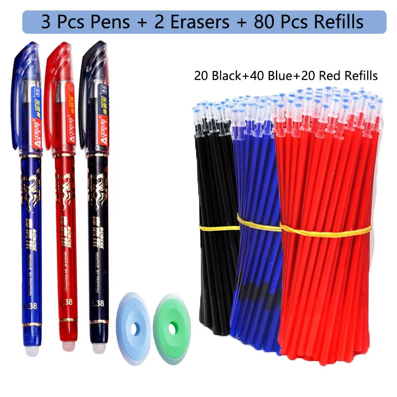 85 Pcs/Set Kawaii Erasable Pens 0.5mm Gel Pen Stationery Waterproof Gel Ink Back to School Writing supplies for Notebook Writing: Burgundy