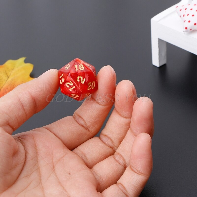 7Pcs Polyhedral Dice Gold Numbers For Dragon Pathfinder D20 D12 2xD10 D8 D6 D4