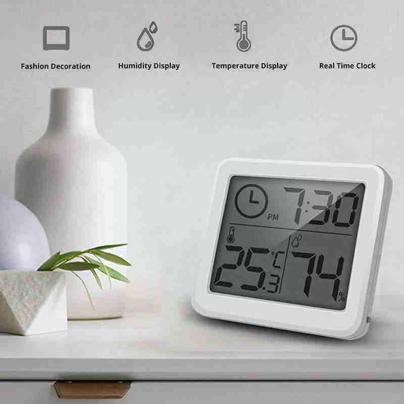 Digital Thermometer Clock Electronic Digital Digital Hygrometer Temperature Meter Thermometer Lcd Indoor Humidity E4h6
