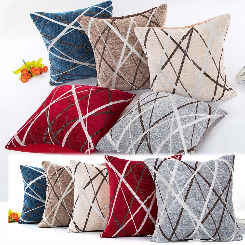 Peluche rayé taie d'oreiller Kissen confortable housse de coussin pour la maison oreillers décoratifs pour canapé Cojines Decorativos Para Sofá
