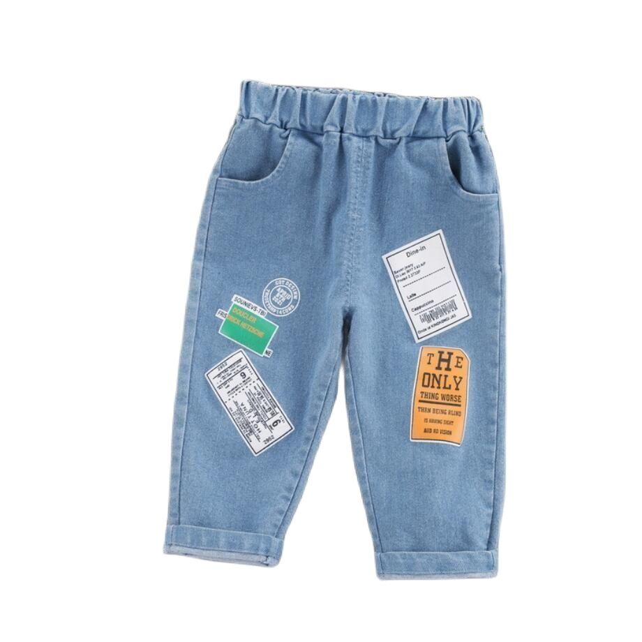 Pantalon en jean pour garçons, lettres imprimées, style Cowboy, décontracté, Long, pour enfants de 1, 2, 3 et 4 ans,