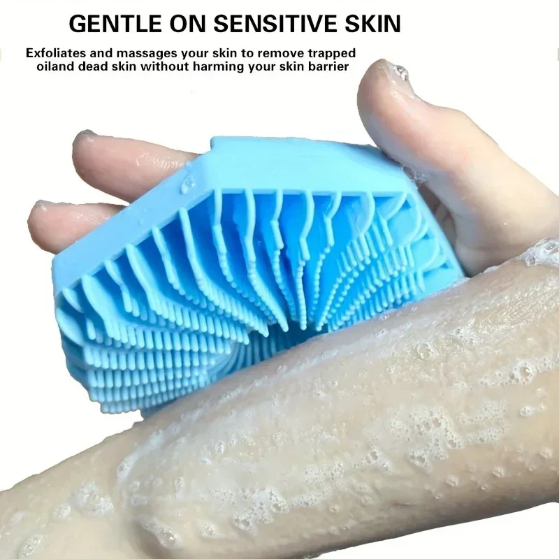 Polygonale Silikon-Duschbürste, handgehaltene Hautreinigung, Kopfhautmassage, Peeling, Badebürsten, Körperwäscher, Badezimmerprodukte