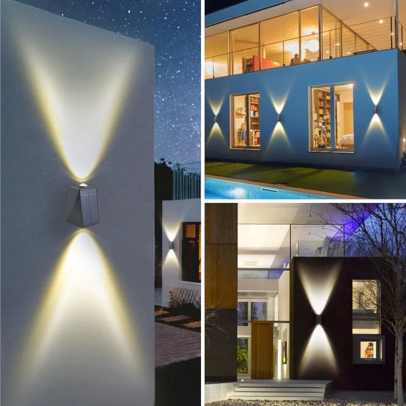 Lámpara de pared solar Lámpara de pared impermeable para patio Lámpara solar para exteriores para casa, garaje, jardín, patio, porche