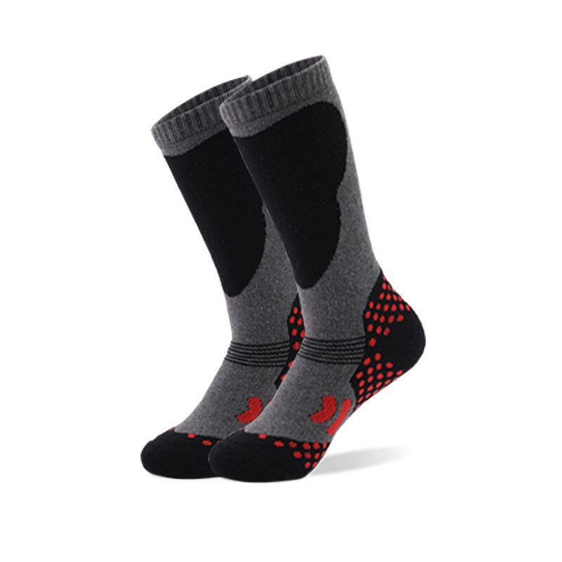 Winter Sports Snowboarding Skiing Socks Cotton Thick Cushion Knee High Warm Children thermal Ski Socks: gray black / S(EU 30-34)