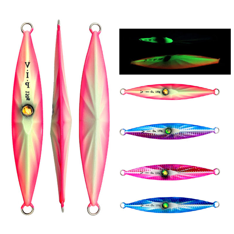 AS Pesca Jig lento Metal Jigging hundimiento Glow Jigs 150g200g250g300g400g500g señuelo que cae pesca en tono pescador Leurre cebo: 150 mm / Borgoña