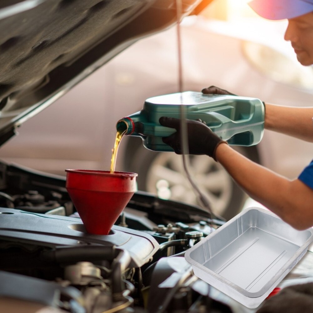 1pc Steel Oil Drain Pan Waste Engine Oil Collector Tank Gearbox Oil Drip Tray