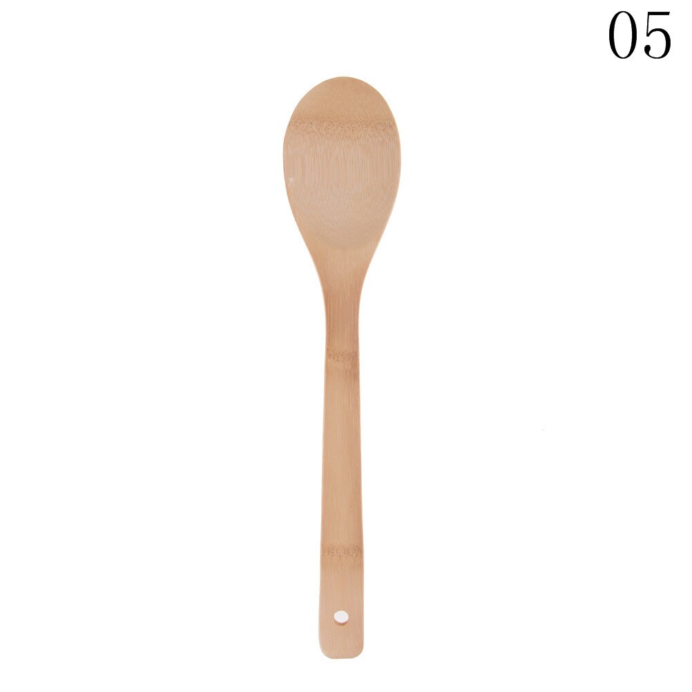 Cuchara de cocina , espátula para mezclar, utensilio de bambú, utensilios de cocina de madera, 1 ud.: 5