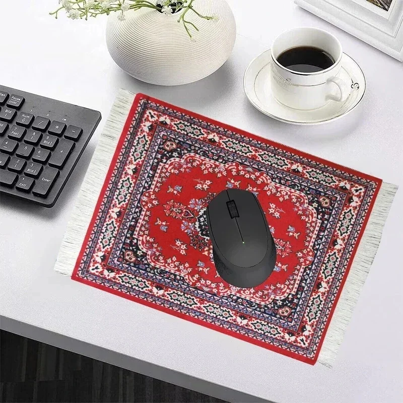 Woven flower Persian carpet small coaster merchants mouse pad desk mat retro style rubber non-slip computer mats