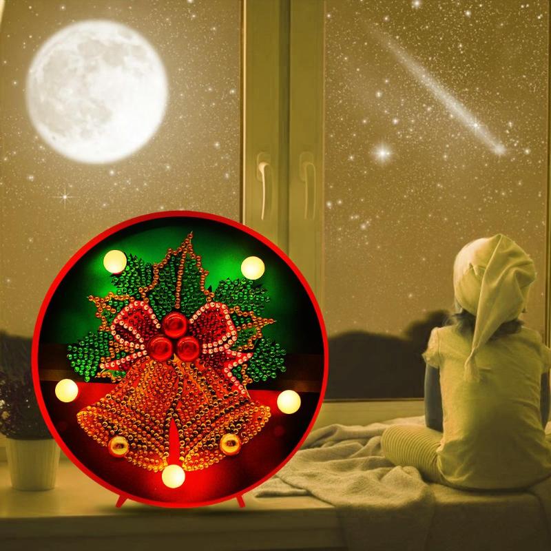 Diy Led Speciale Vormige Diamant Schilderij Kerst Bel Nachtlampje Ornament