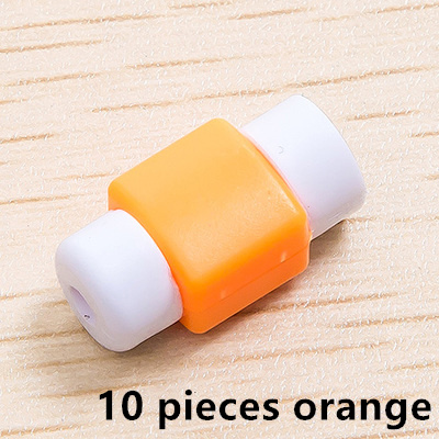 10 stks Mini Leuke Siliconen USB Kabel Protector Data Line Cord Bescherming Case Kabelhaspel Cover Voor iPhone 5 6 6 s 7 Plus 8 Kabel: Oranje