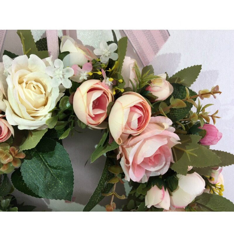 Silketræk rose kunstige blomster kranse dør perfekt kunstig krans til bryllupsdekoration hjemmefest indretning