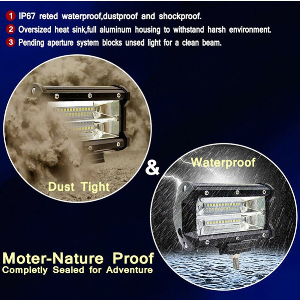 5- inch werklamp 72w led werklamp voor vrachtwagens, offroad en boten, handig