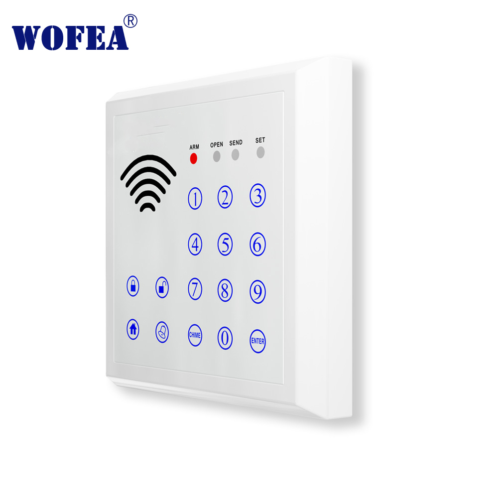 Wofea wireless alarm keyboard to arm / disarm touch keypad password input RFID tage Magnetic lock control