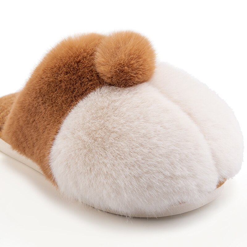 POSEE Original Corgi Butt Slippers Christmas for Girlfriend Fluffy Men Cute Faux Fur Warm Sandals for Women Pet Bed Pillow