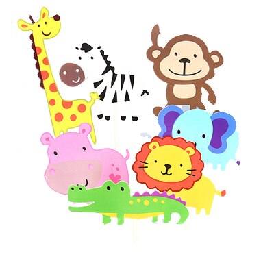 Jungel dyr engangs duk vill tiger løve ape fest safari gratulerer med dagen fest dekor barn gutter jenter bordtrekk: Kaketopper