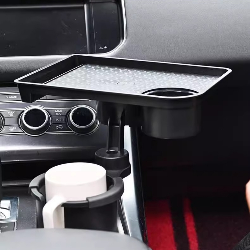 Expansor de suporte de copo para carro 360 ° Giratória ajustável com bandeja removível para lanche de alimentos e suporte para telefone, prato de jantar para armazenamento de carro