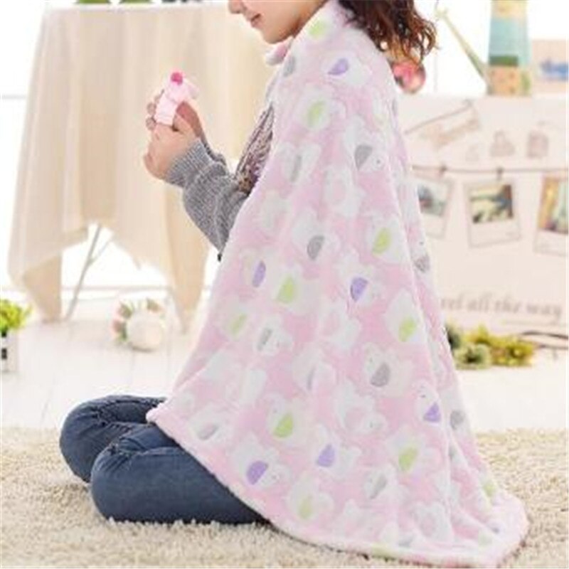 Leuke Olifant Cartoon Baby Deken Pasgeboren Olifant Airconditioning Quilt Coral Fluwelen Kussen Dekbed Dual-Use Baby Producten