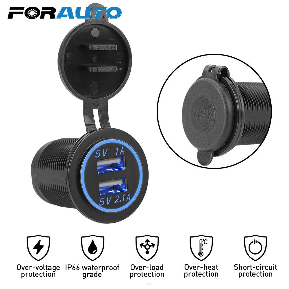 Led Light 12-24V Waterdichte Dual Usb Charger Outlet Adapter Stopcontact 3.1A Voor Auto Marine Motorfiets Truck