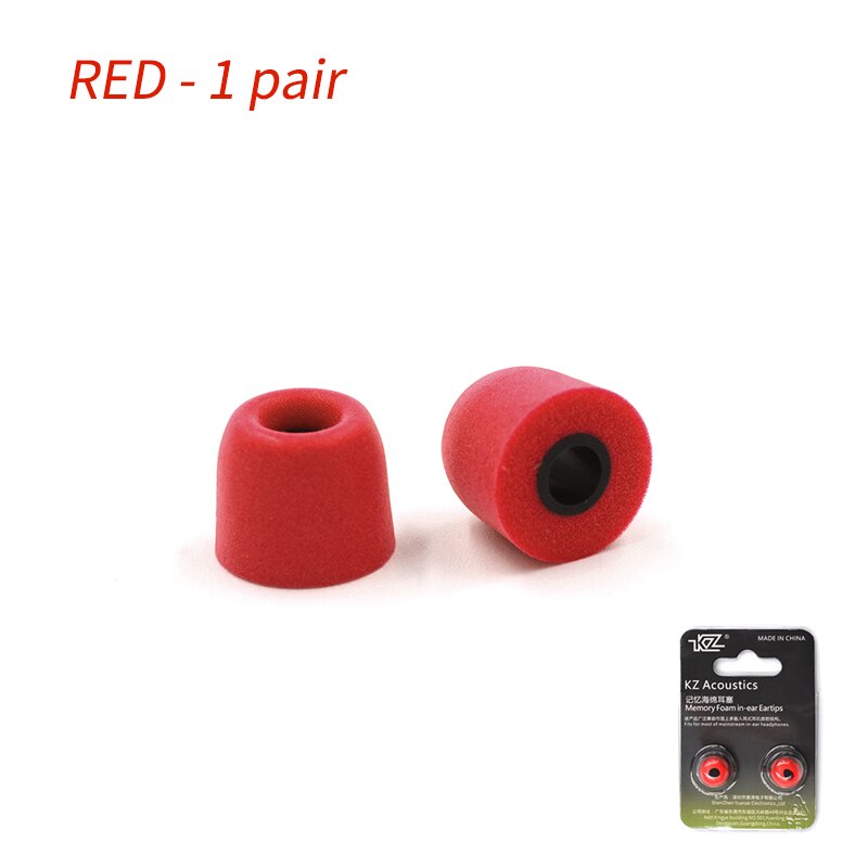 Originele kz-oordopjes met traagschuim (3 paar,  (6 stuks), geluidsisolerende comfortabele oorkussens, in-ear oordopjes voor de kz zsx  zs10 pro-hoofdtelefoon.: Kz m maat rood