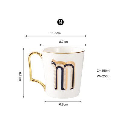 EWAYS – tasse à café en porcelaine avec poignée dorée, pour Couple, avec lettres créatives, d'anniversaire et de mariage: 11