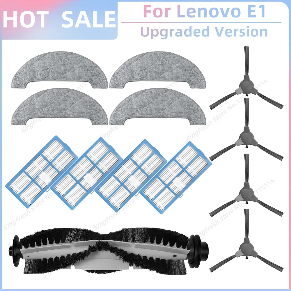 Compatible con ( Lenovo E1, Ultenic D5/D5s/D5s Pro, Proscenic 850T, Pioneer VC704R ) Piezas: Rodillo Principal, Cepillo Lateral, Filtro HEPA, Paño de Limpieza, Accesorios: Chocolate