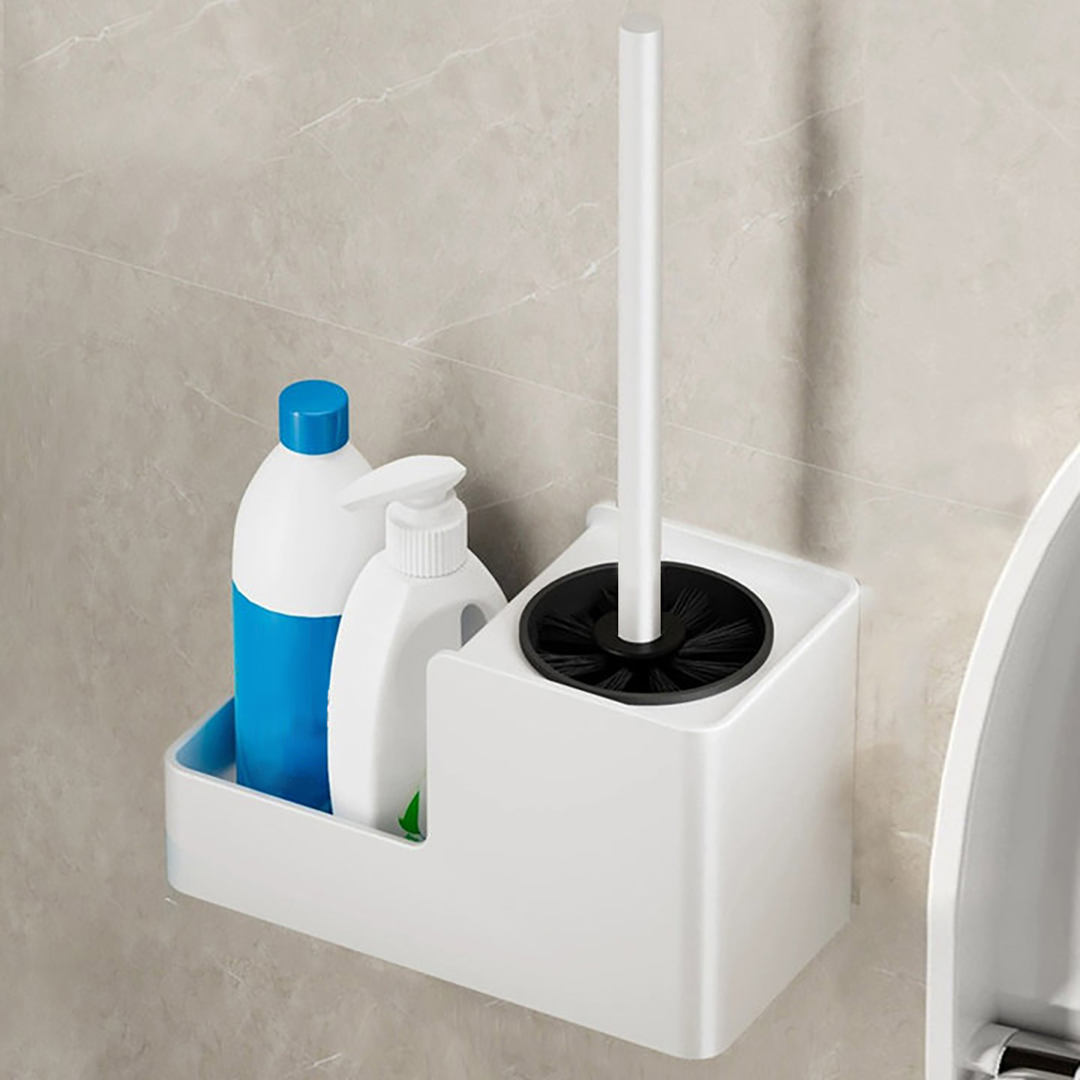 Toiletborstelhouder Muur gemonteerd Badkamerborstel Toiletborstels Voor Schoonmaak Opslag Roestvrij staal Badkameraccessoires: Paars