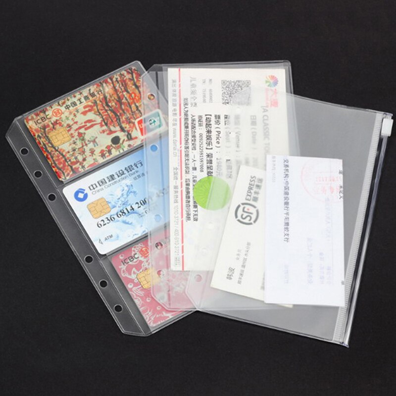 1PC A5/A6 Loose-leaf PVC Matte Organizer Clear Plastic Storage Pouch Bag Collection Folder Card Zipper Bag Portable Stationery