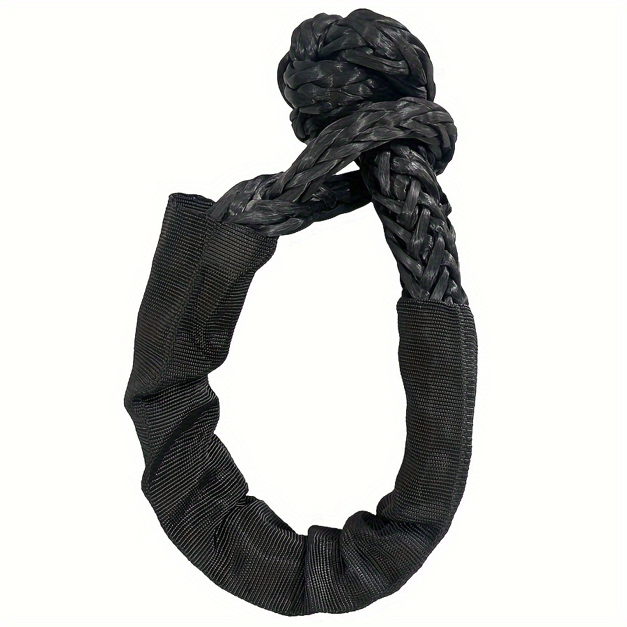 Crochet de remorque en corde à manille souple, crochet en forme de U, connexion souple, corde de remorque élastique tout-terrain, Traction universelle tressée: Black