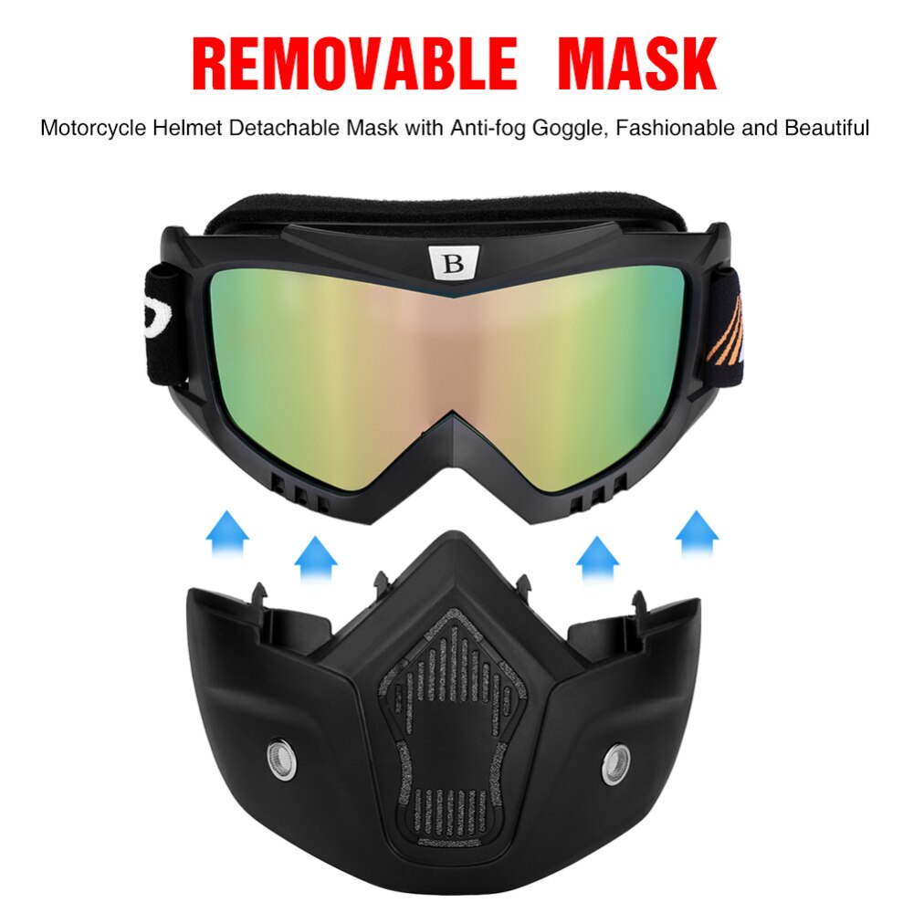 Masque de casque ouvert pour moto et Motocross, lunettes Anti-brouillard détachables, anti-éblouissement, coupe-vent pour de nombreux types de casques