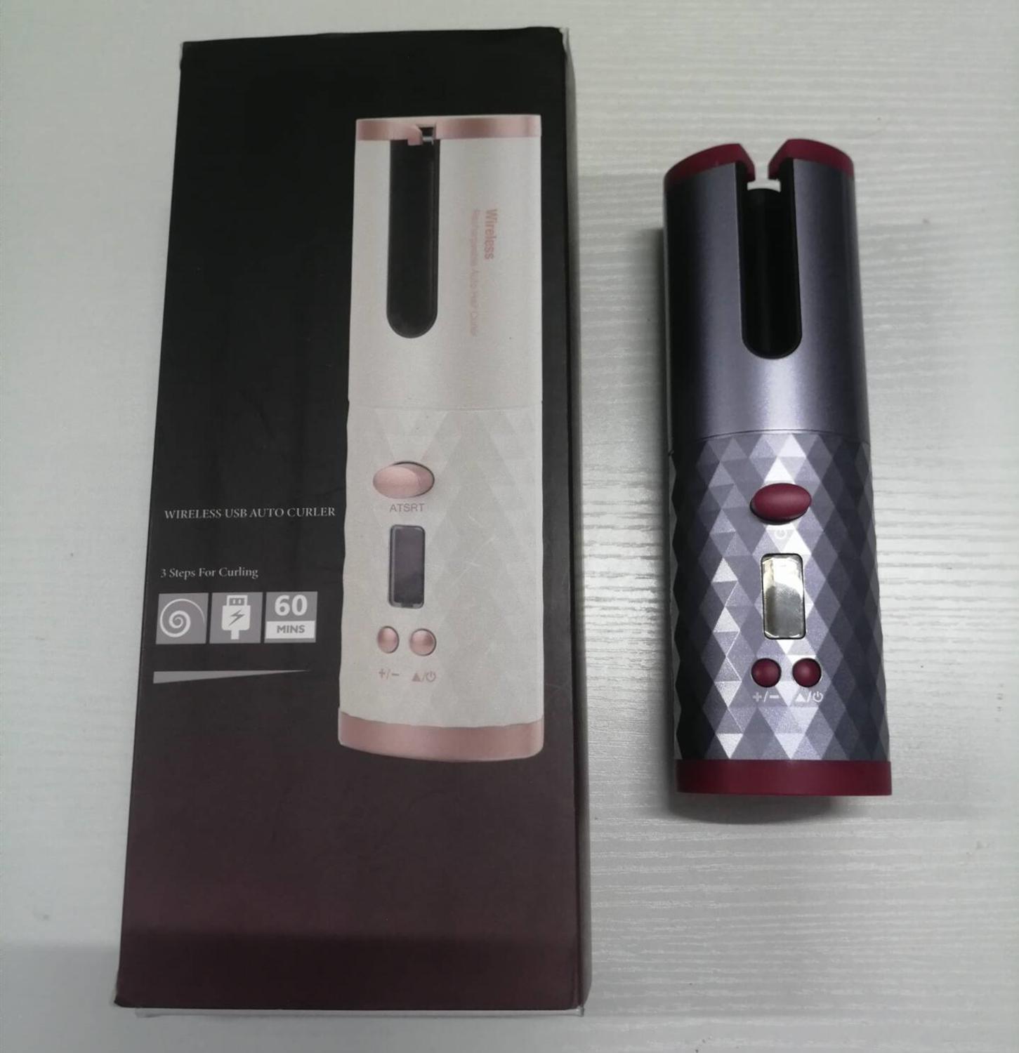 Rotating Automatic Hair Curler Cordless Salon Spiral Iron Air Curler Rechargeable Wand Hair Styler Hair Curler: gray  with box / AU