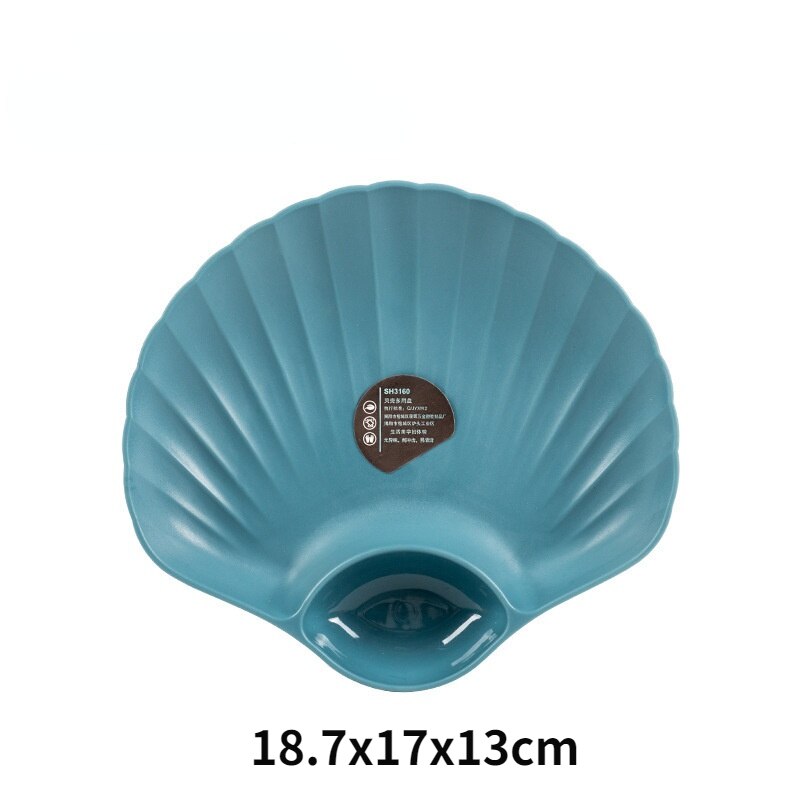 4/6PCS Japanese Vomit Bone Plate Shell Multi-purpose Snacks Dish Fastfood Snack Plate of Fruit Bowl Plastic Tray: blue / 4 pcs