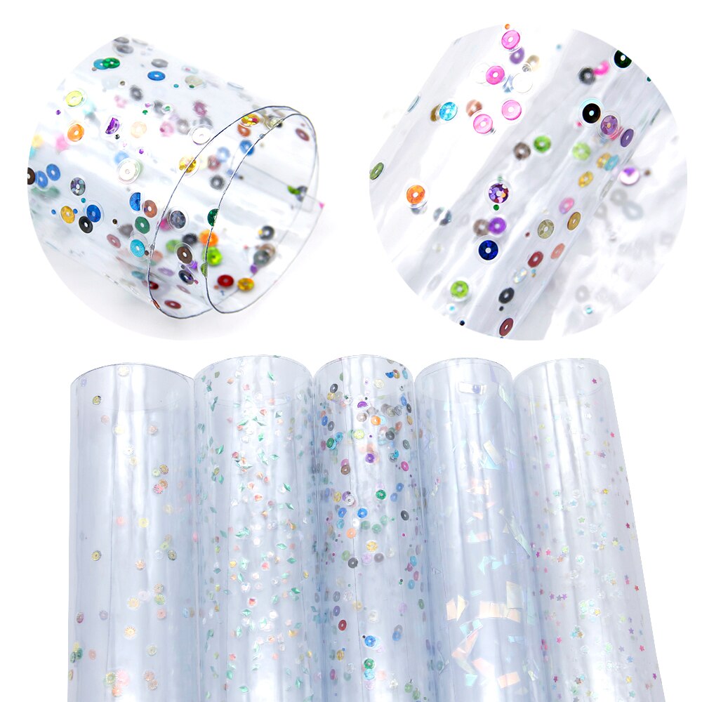 5 stuk/set PVC transparante Lederen set Faux Synthetisch Leer 20*34 cm, DIY Naaien Kledingstuk Knotbow Tassen schoenen, 1Yc6446