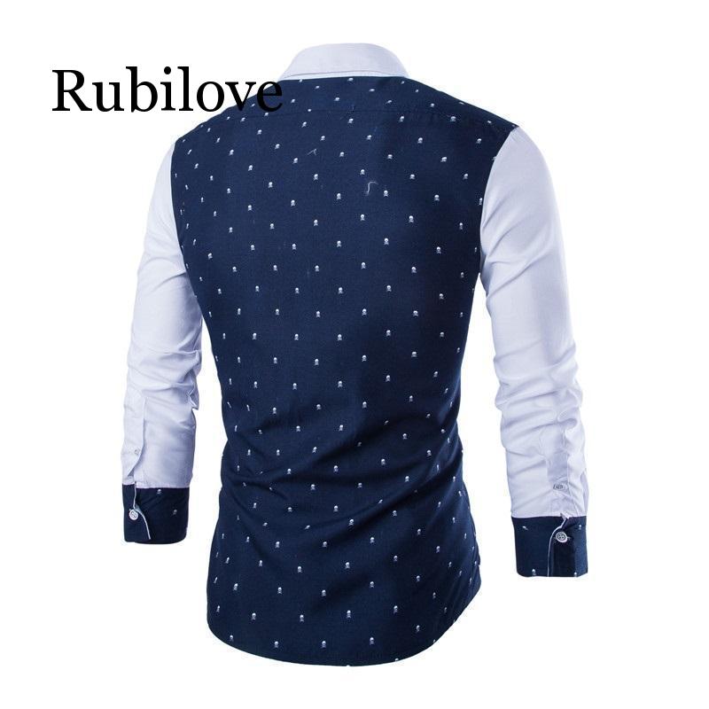 Herre skjorter med lange ærmer plus størrelse bomuld kranie prints casual slim fit sommertøj skjorter til mandlige tøj m -2xl