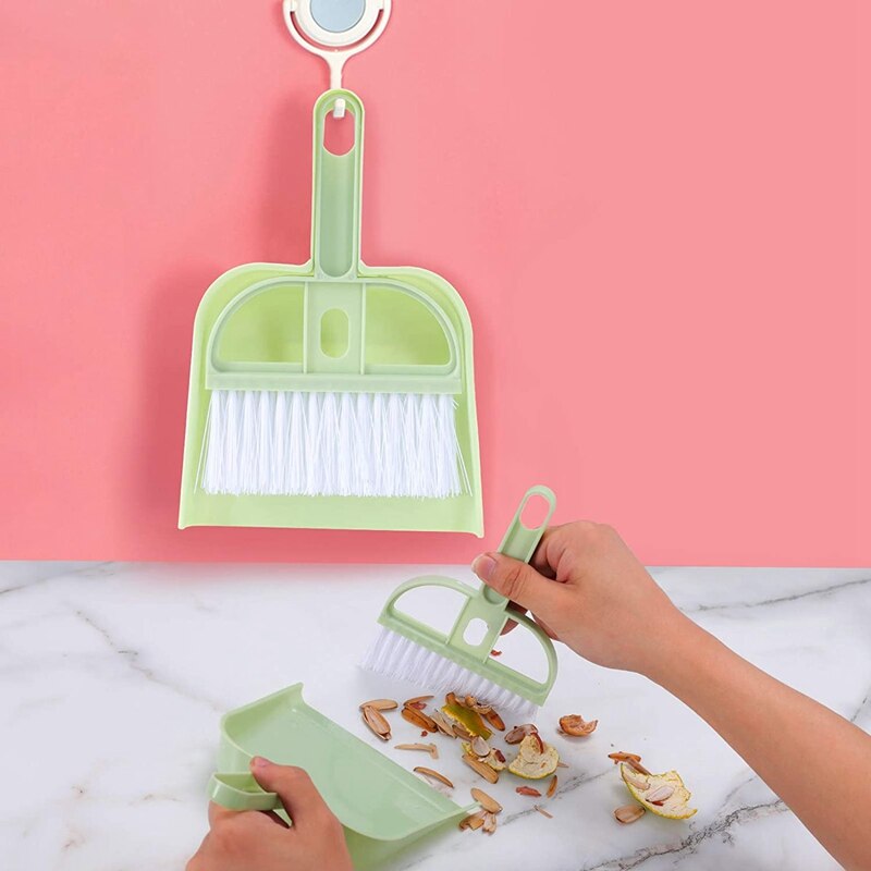 Ensemble de 3 Mini balais à main et bac à poussière, petits bac à poussière avec ensemble de brosses, outil de nettoyage pour bureau, voiture et déchets d&#39;animaux