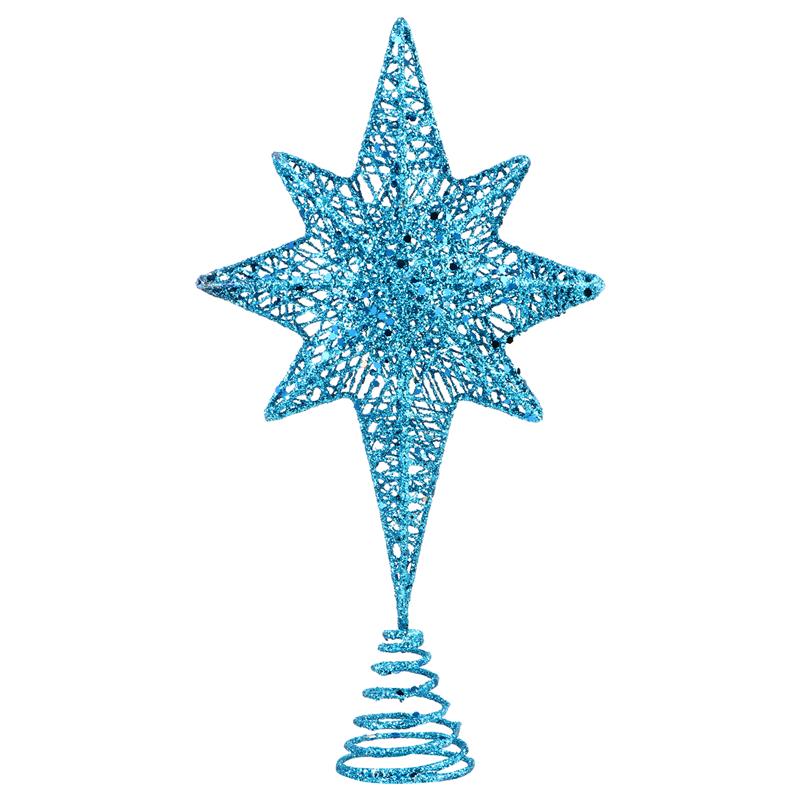 1pc jul otte spidse stjerne træ topper xmas træ ornament (champaign guld): Blå