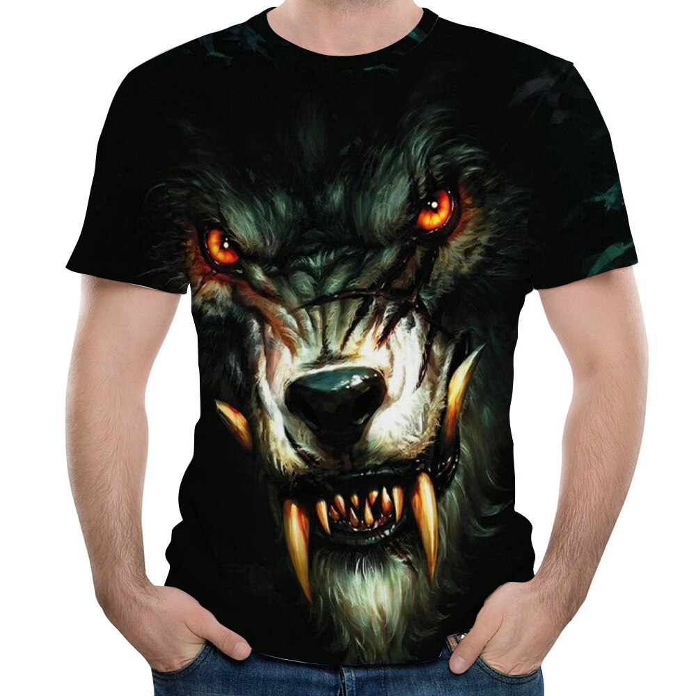 Kesäiset rento topit susi meteoriprintti t-paita naisten t-paita viha paidat 3d t-paita hip hop tee eläin c miesten vaatteet topit