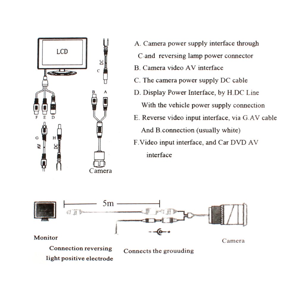 Monitor de coche TFT LCD de entrada de vídeo de 2 canales de Resolución de 4,3x480 HD de 12V y 234 pulgadas compatible con cámara de visión trasera/DVD/VCD