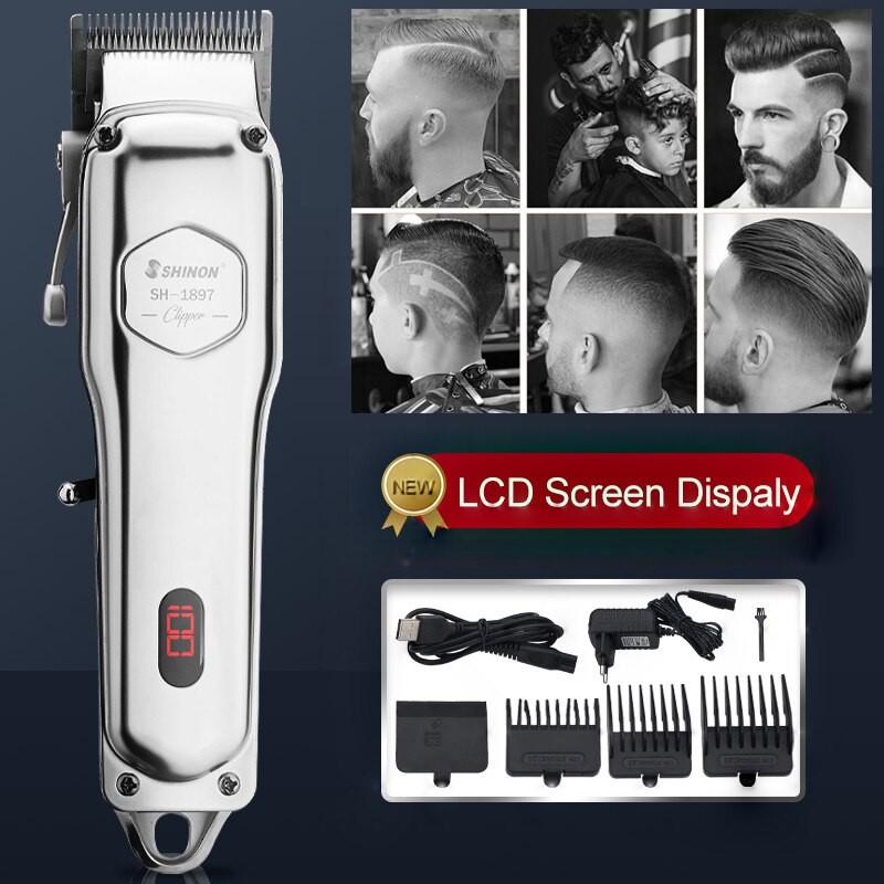 Tondeuse à cheveux électrique professionnelle en métal, machine sans fil pour coiffeurs et barbiers, salon de coiffure