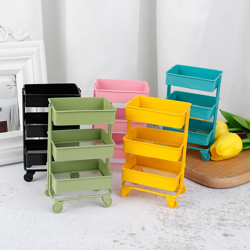 Latest 1:12 Dollhouse Miniature Furniture Shelf Bookshelf With Wheels Storage Display Rack Dollhouse Furniture Accessories