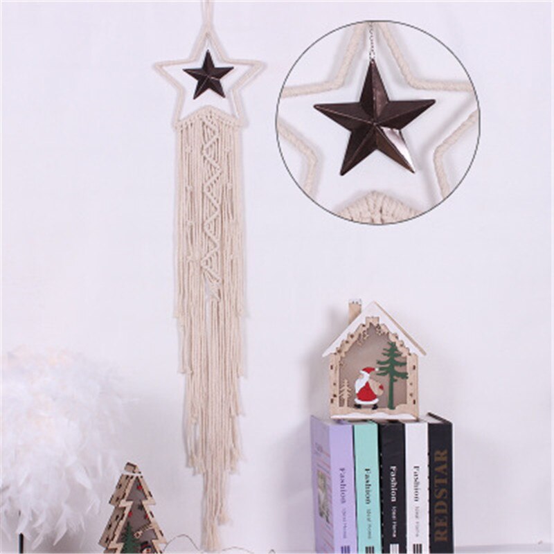 Lune et étoile macramé tapisserie murale suspendus Boho lune étoiles capteur de rêves tenture murale pendentif pour enfants filles chambre décoration