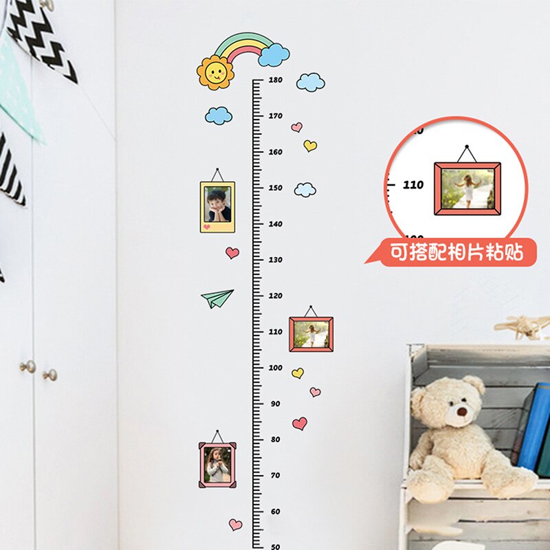 1PC Funny Cartoon Animal Music Child Growth Height Ruler Wall Sticker For Kids Room Bedroom Height Meter Stickers Room Decor