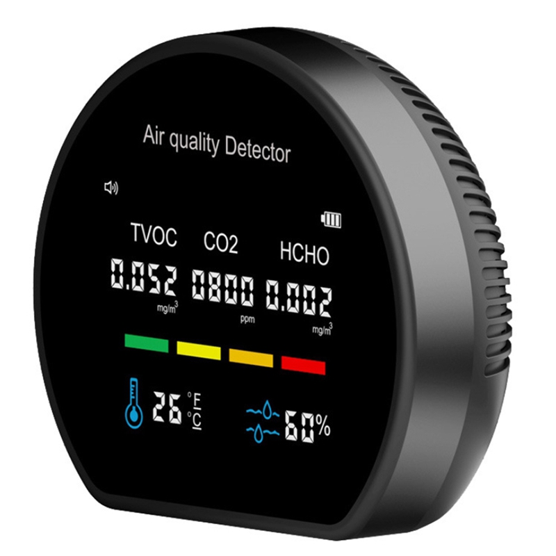 Air Monitor CO2 Carbon Dioxide Detector Wall Mounted Air Sensor Tester Temperature Humidity Monitor for Home: black