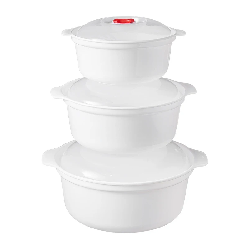 S/M/L Magnetron Speciale Doos Verwarmde Soep Pot Gestoomde Knoedel Rijst Gestoomde Broodjes Met Deksel Voedsel Koken Container Keuken Tool: WHITE