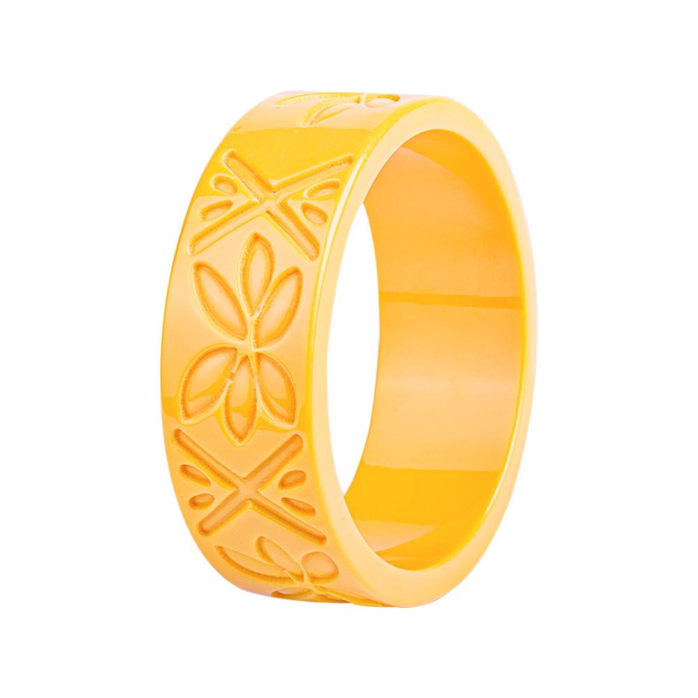 GuanLong Small Size Resin Carved Bangle Bracelets for: Yellow