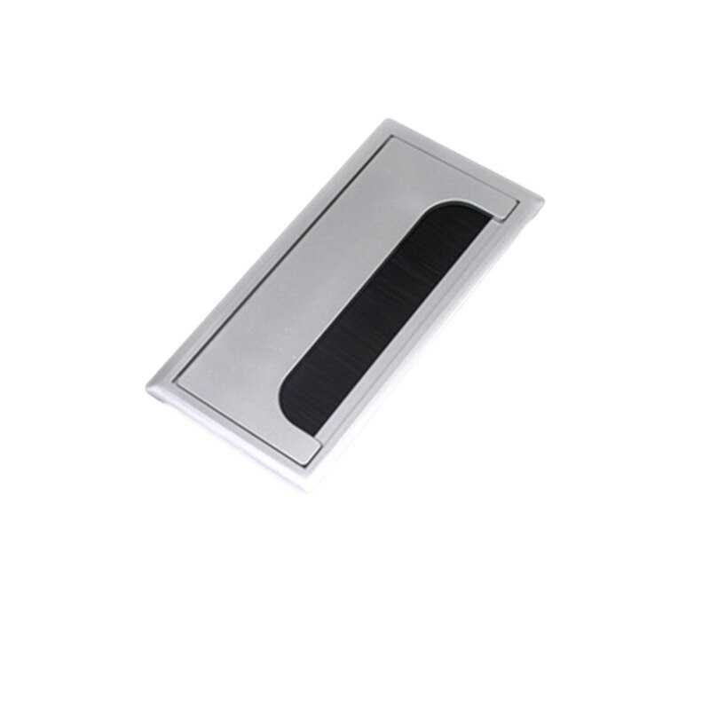 Rectangle Wire Cable Grommet Office Table Hole Cover Outlet Port with Black Brush Cable Organizer Desk Cable Cover