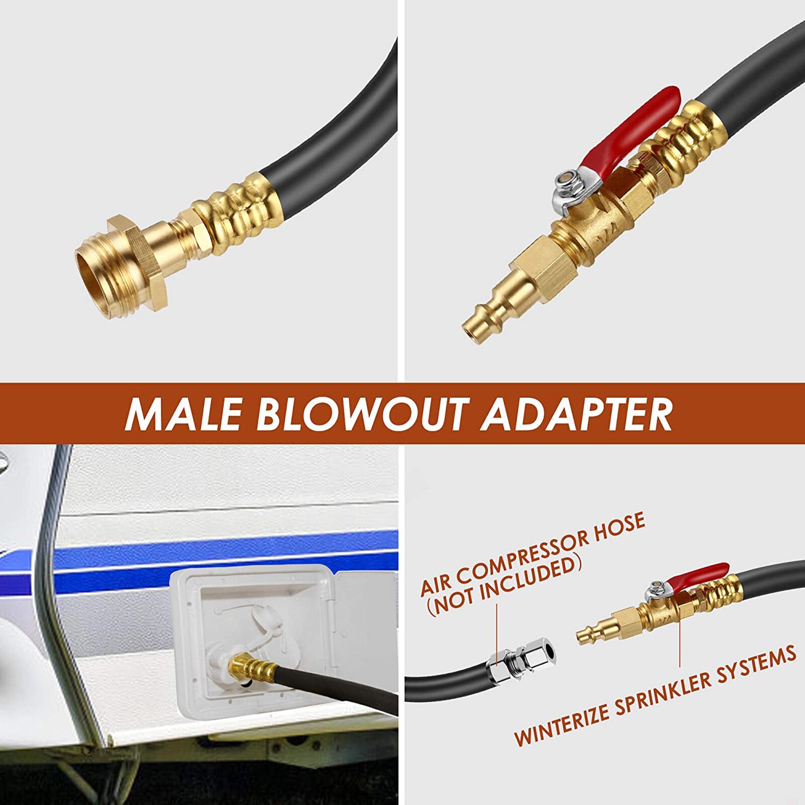 Blowout Adapter Water Spray Accessories Sprinkler System Blowout Prevention Adapter Air Compressor Kit Quick Connection Plug